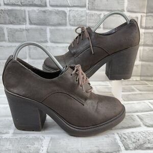 Soda Vintage Women's Size 11 Brown Platform Lace Up Goth Chunky Oxford Heels